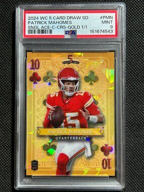 2024 Wild Card Draw Promo Patrick Mahomes 10 Crystal Clubs Gold #1/1 PSA 10